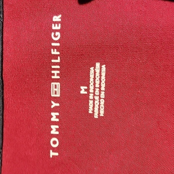 Tommy Hilfiger Logo Maroon and Blue Pullover Cotton Slit Neck Dress - Size M - Picture 5 of 6